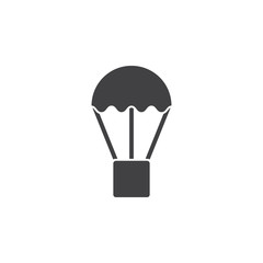 delivery service symbol. package with parachute icon vector, solid logo illustration.