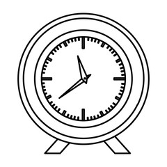 monochrome contour with desk clock vector illustration