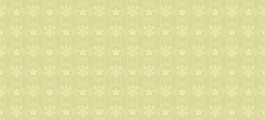 Seamless Damask Wallpaper. Victorian decorative pattern seamless green and white colors. Royal style design pattern seamless. Background vector.