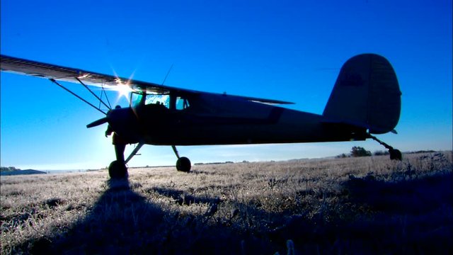 Man Preflight Airplane Early Morning