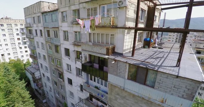 Aerial view of old soviet buildings