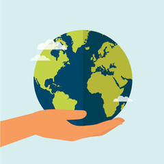 Hand holding world