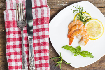 Prawns with fresh rosemary and lemon