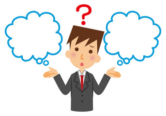 ビジネスマン　選択　吹き出し　悩む
