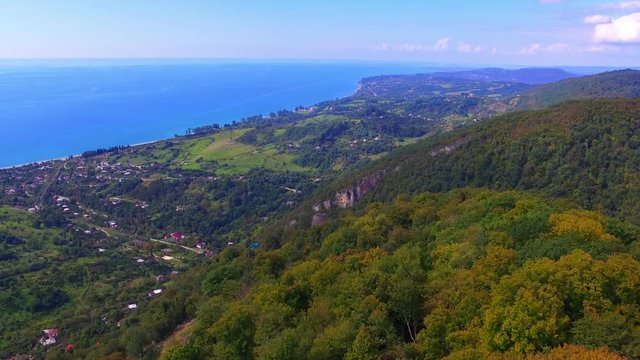 Aerial view from Iverian Mountain on Black Sea coastline