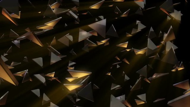 Myriad light shining triangles flowing from the right 右から流れる無数の光り輝く三角形