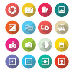 Set of vector photography icons in flat design set 1