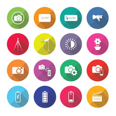 Set of vector photography icons in flat design set 2