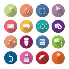 Set of vector photography icons in flat design set 3