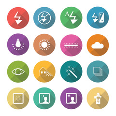 Set of vector photography icons in flat design set 4
