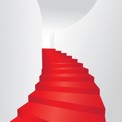 Red stair up to open the door