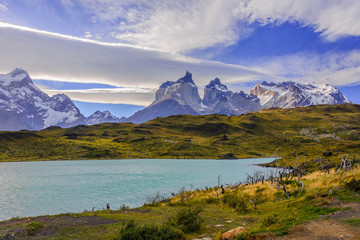 Blue lake at Torres del Paine Park - Chile