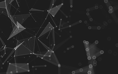 Abstract polygonal space low poly dark background, 3d rendering