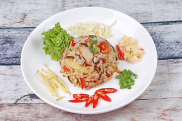 Thai food, Fried jasmine rice with ginger.