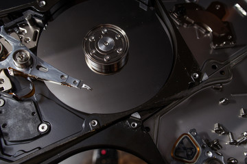 Hard disk scrap electronics  image closeup