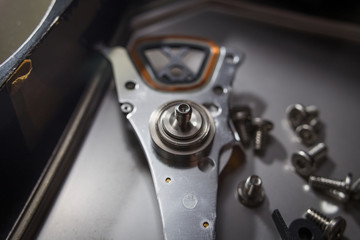 Hard disk scrap electronics  image closeup
