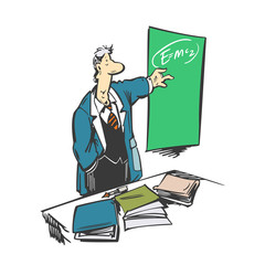 Funny Cartoon professor Making a Presentation. Vector Illustration