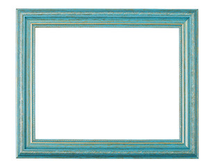 Old style antique wooden craft photo frame isolated with clipping path