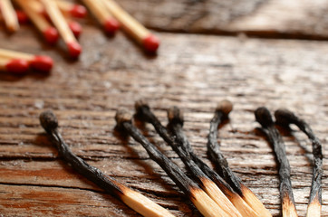 Burnt Wooden Matchsticks