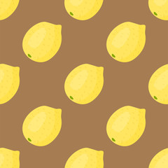 Cartoon fresh lemon fruits in flat style seamless pattern food summer design vector illustration.