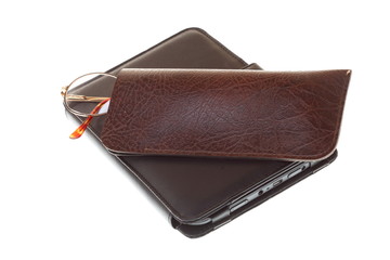 glasses eBook reader isolated on white