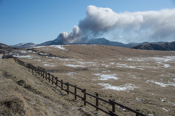 Active Volcano, Moutain Aso at Kumamoto, Kyushu, Japan