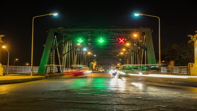 Memorial Bridge, is a bascule bridge over the Chao Phraya River in Bangkok, Thailand. Timelapse 4K resolution