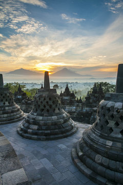 Amazing Borobudur Hindu temple at Indonesia. It's very incredible with construction pattern with volcanic rock.