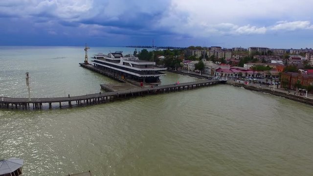 Aerial view on Sukhumi embankment and the city