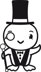 sir herr gentlemen zylinder hut monokel brille stock anzug reich küken süß niedlich klein baby kind ente vogel comic cartoon
