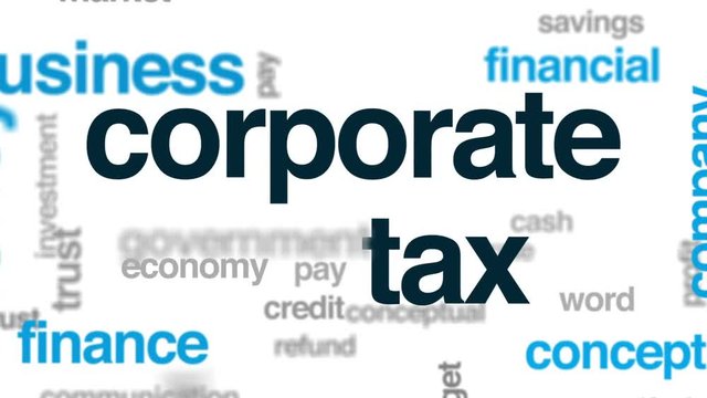 Corporate tax animated word cloud, text design animation.