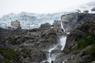 Blue ice glacier front. Buer glacier, Norway.
