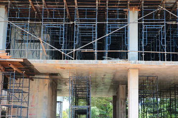 Construction site and scaffolding