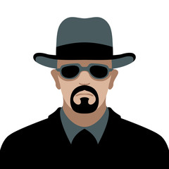 a man in a hat vector illustration style Flat