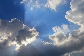 blue sky vivid with cloud and raincloud, art of nature beautiful and copy space for add text