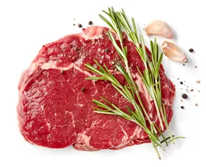 Photo sur Plexiglas Anti-reflet Viande steak de faux-filet cru frais