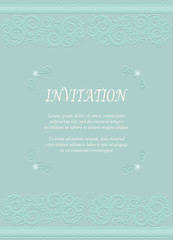 Invitation card, wedding card with ornamental on green