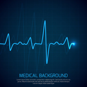 Healthcare vector medical background with heart cardiogram. Cardiology concept with pulse rate diagram
