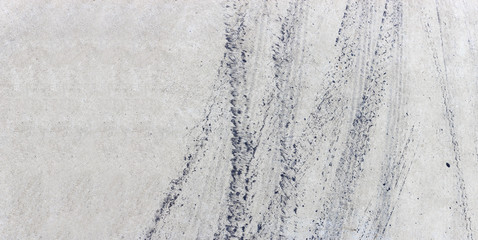 Tire mark on concrete road with copy space