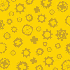 Gearss pattern yellow background. Vector illustration