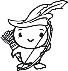 robin hood pfeil bogen schütze bogenschütze mittelalter schießen küken süß niedlich klein baby kind ente vogel comic cartoon