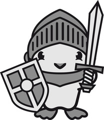 ritter soldat mittelalter schwert helm schild kämpfen wache krieg krieger küken süß niedlich klein baby kind ente vogel comic cartoon