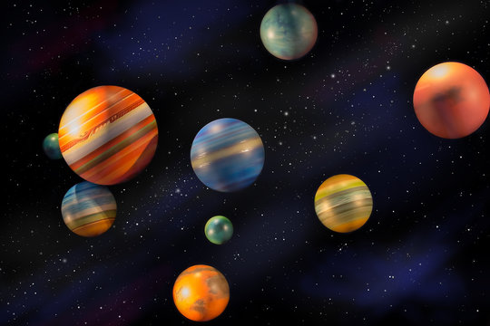 Planets in space universe