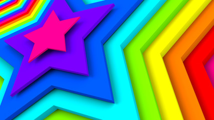 Bright colorful stars abstract 3d render