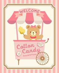Cute Cotton Candy Booth Vector