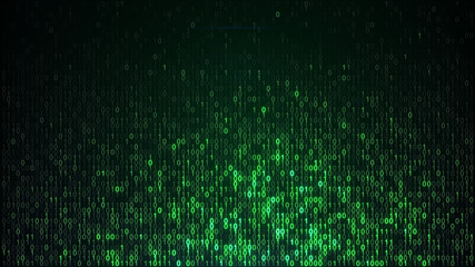Green digital binary data abstract background