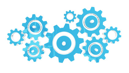 Digital gear icons 3D rendering