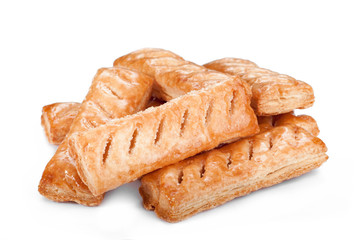fresh tasty cookies on a white background