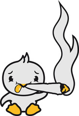 rauchen kiffen drogen joint zigarette lustig bekifft weed hanf cannabis küken süß niedlich klein baby kind ente vogel comic cartoon