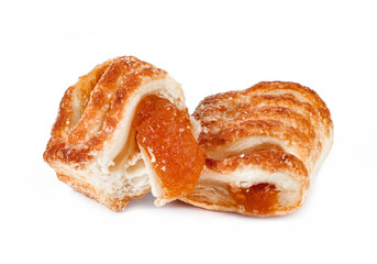 Sweet Cookies with jam close up isolated on a white